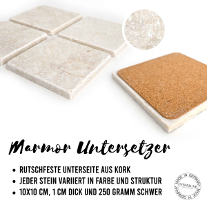Interluxe 4 Stück Marmor Untersetzer - All you need is love and a DOG - Getränkeuntersetzer aus Antikmarmor Hundemenschen Pfoten Woof