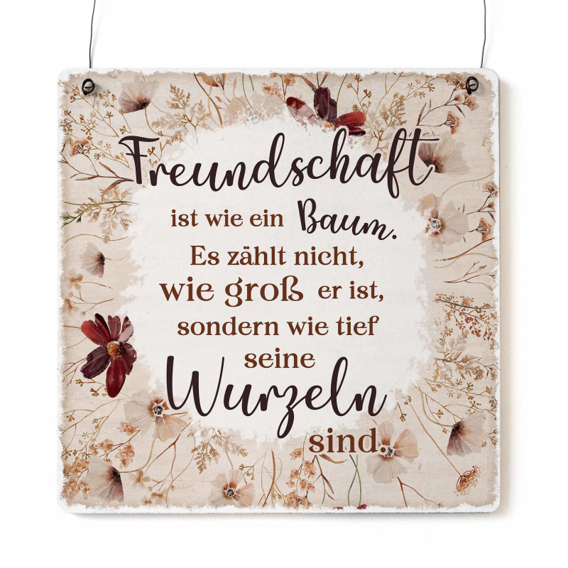 Interluxe Schild Holzschild  XL - Freundschaft ist wie ein Baum Herbstzauber - Herbstdeko Dekoschild Wildflora Freundin Freund