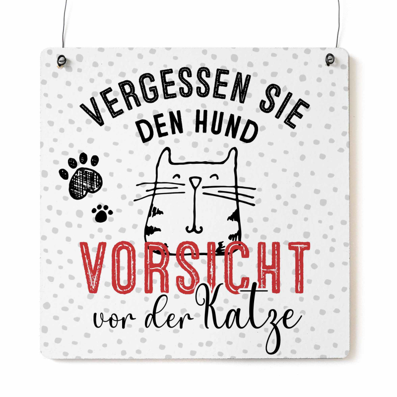 Interluxe Schild Holzschild  XL - Vergessen Sie den Hund KATZE - Tierliebhaber Geschenk für Freunde Katzenmensch