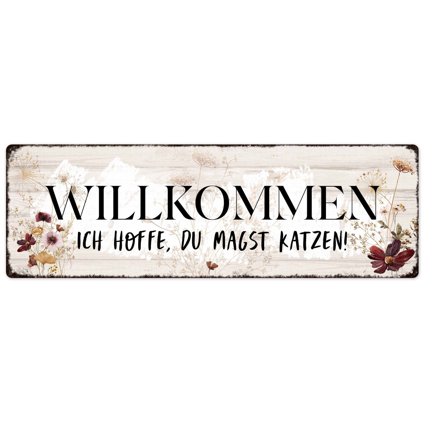 Interluxe Schild Metallschild - Willkommen Ich hoffe, du magst KATZEN - Dekoschild Türschild Willkommensschild Catmom