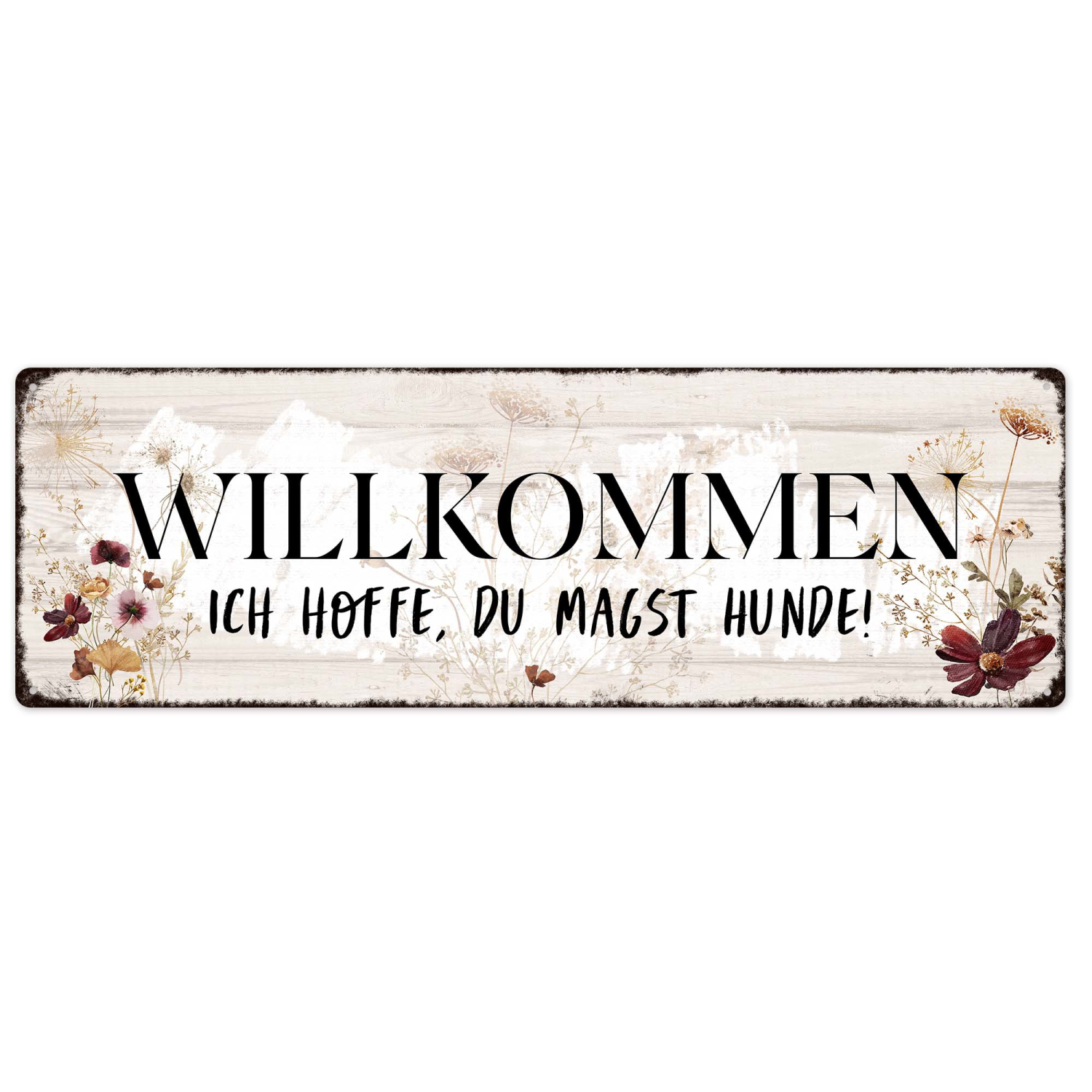 Interluxe Schild Metallschild - Willkommen Ich hoffe, du magst HUNDE - Dekoschild Türschild Willkommensschild Hundemama Hundelmensch