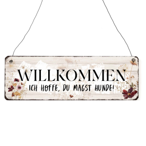 Interluxe Schild Holzschild - Willkommen Ich hoffe, du magst HUNDE - Dekoschild Türschild Eingangsschild Willkommen Hund