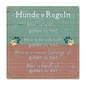 Interluxe Schild Metallschild 20x20cm - Hunde Regeln -...