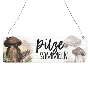 Interluxe Schild Holzschild - Pilze sammeln Herbst - Herbstzeit Herbstdeko Herbstzauber Dekoschild Türschild