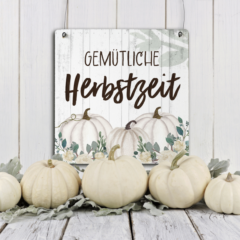 Herbst-Holzschild Mit Oktober-Spruch – 15 X 15 Cm, Tisch- Oder Wanddekoration
