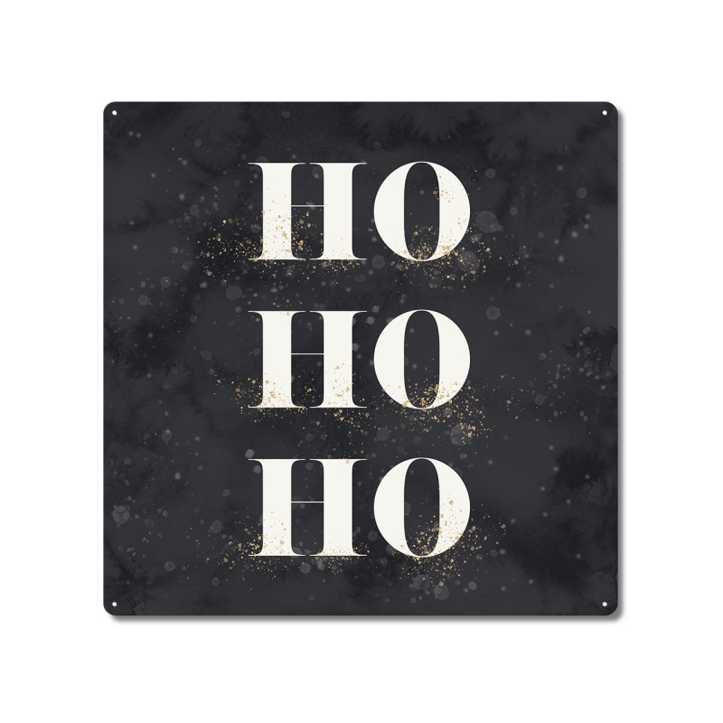 Interluxe Schild aus Metall 20x20cm - Ho Ho Ho - Weihnachtsdeko Weihnachtsschild Weihnachtszeit Dekoration