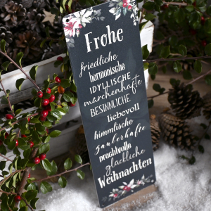 Interluxe Schild Metallschild -  Frohe friedliche harmonische Weihnachten Grün - Weihnachtsgeschenk Weihnachtszeit Advent Weihnachtsmarkt