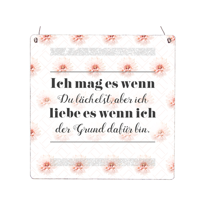 Interluxe Schild Holzschild  XL - Ich mag es wenn du lächelst - Dekoschild Spruch Liebe Familie Geschenkidee zum Geburtstag Weihnachten für Freund Freundin 