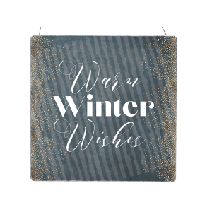 Interluxe Schild Holzschild  XL - Warm Winter Wishes -...