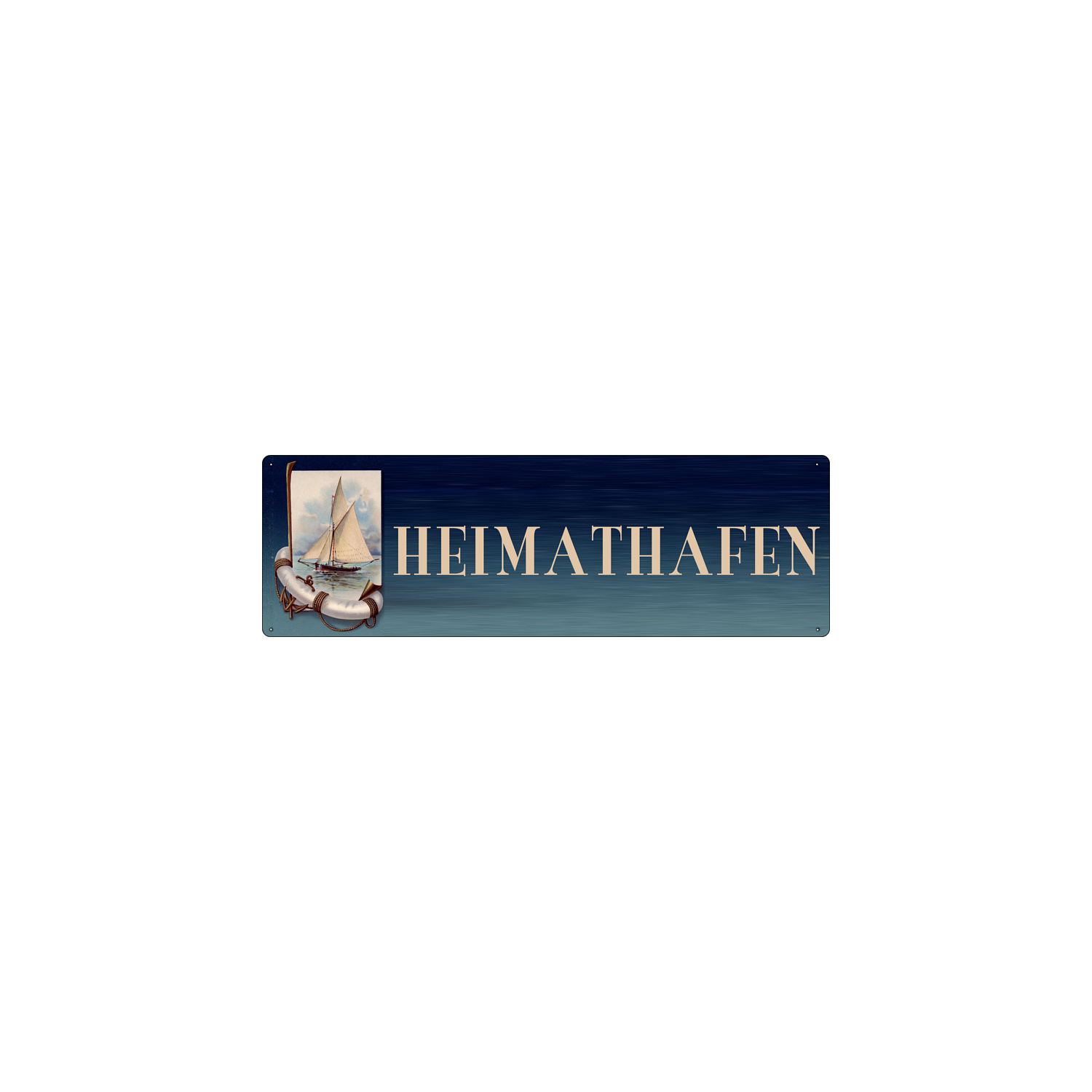 METALLSCHILD Shabby Blechschild Türschild HEIMATHAFEN Dekoschild Meer See
