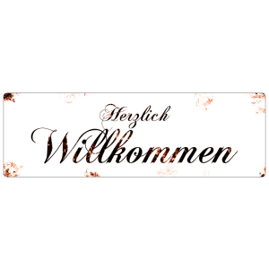 METALLSCHILD Shabby Blechschild Türschild HERZLICH WILLKOMMEN Dekoschild Haustür