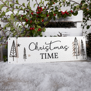 Interluxe Schild Metallschild - Christmas Time - Winterzeit Winter Weihnachtszeit Adventszeit Weihnachtsmarkt xmas
