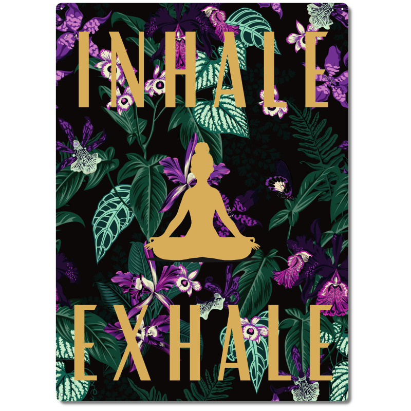 Interluxe Schild 300x220mm Blechschild - Inhale Exhale - Wandschild Yoga Achtsamkeit