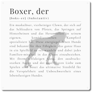 Interluxe Schild 20x20cm Metallschild - Definition Boxer