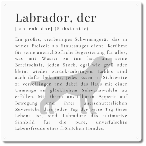 Interluxe Schild 20x20cm Metallschild - Definition Labdrador