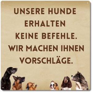 Interluxe Blechschild 20x20cm Schild - Unsere Hunde...