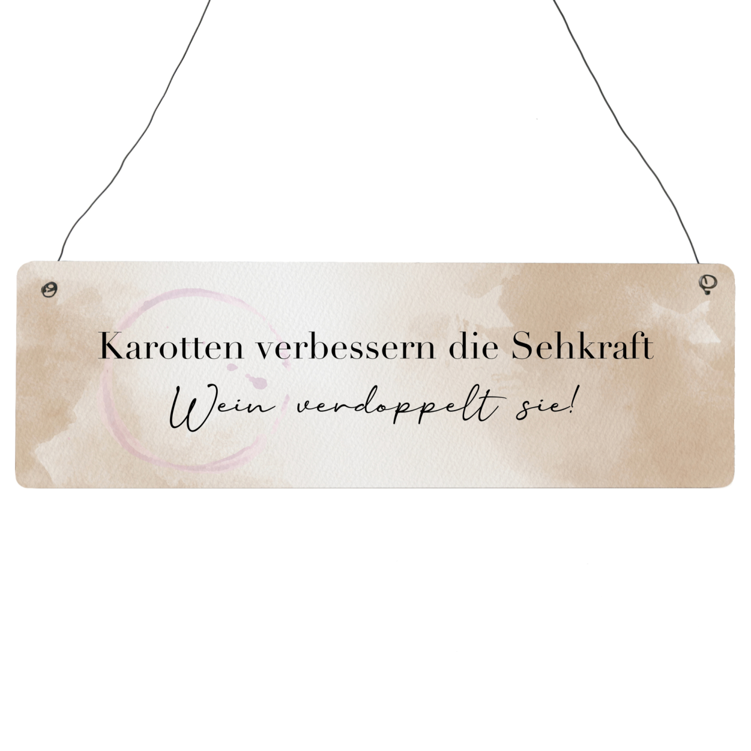 Interluxe Schild Holzschild - Karotten verbessern die Sehkraft, Wein verdoppelt sie