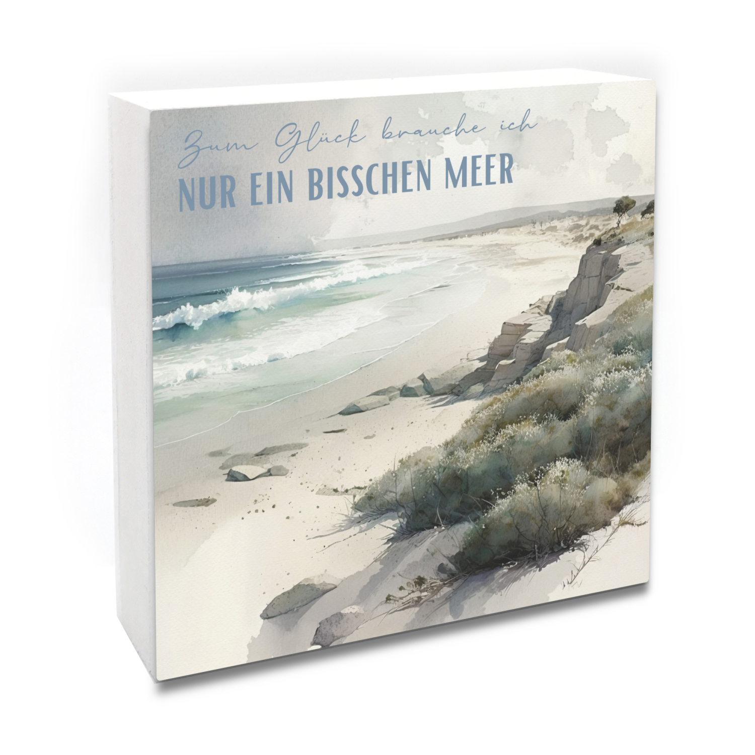 Interluxe Holzblock - Zum Glück brauche ich nur ein bisschen Meer -