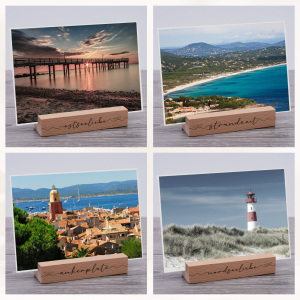 Interluxe Kartenhalter - Ostseeliebe - Grußkartenhalter Meer Fotohalter Kartenständer Tischkartenhalter aus Holz