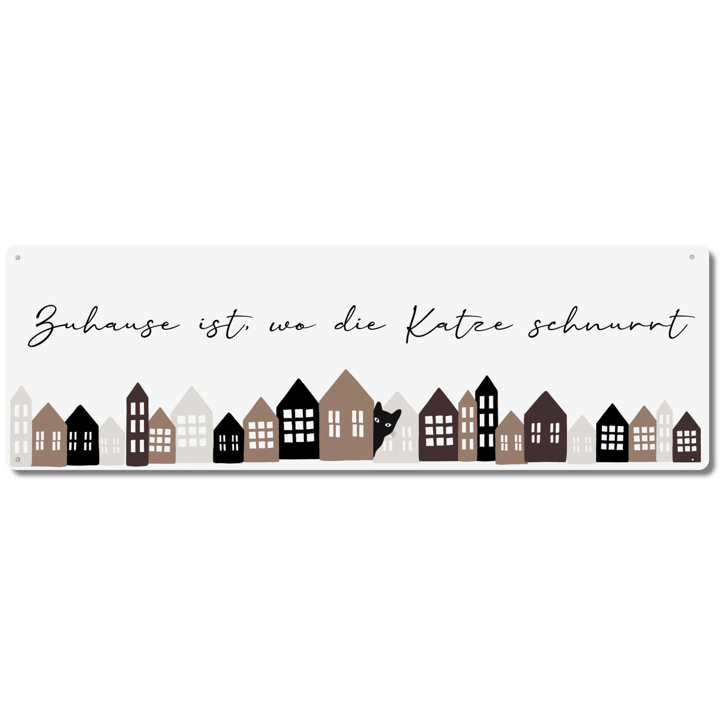 Interluxe Schild Metallschild - Zuhause ist wo die Katze schnurrt