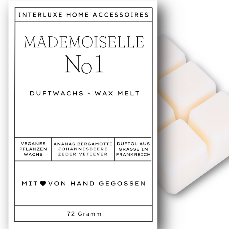Interluxe Duftwachs - Mademoiselle N°1 Duftwachs für Duftlampe Duftwachswürfel ohne Paraffin