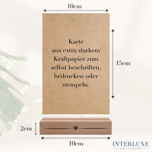 Interluxe 2er Set Kartenhalter - Herzensmensch & Herz mit zwei gratis Karten