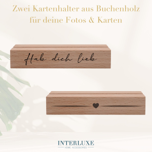 Interluxe 2er Set Kartenhalter - Hab dich lieb & Herz...