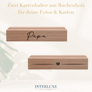 Interluxe 2er Set Kartenhalter - Papa & Herz mit zwei...