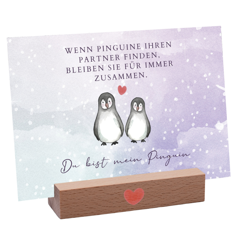 Interluxe Karte mit Kartenhalter  - Wenn Pinguine ihren Partner finden