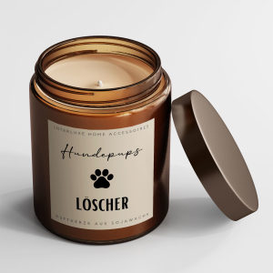 Interluxe Duftkerze im Apothekerglas - Hundepups-Löscher - Duftkerze mit lustigem Spruch für Hundebesitzer Hundefurz Löscher