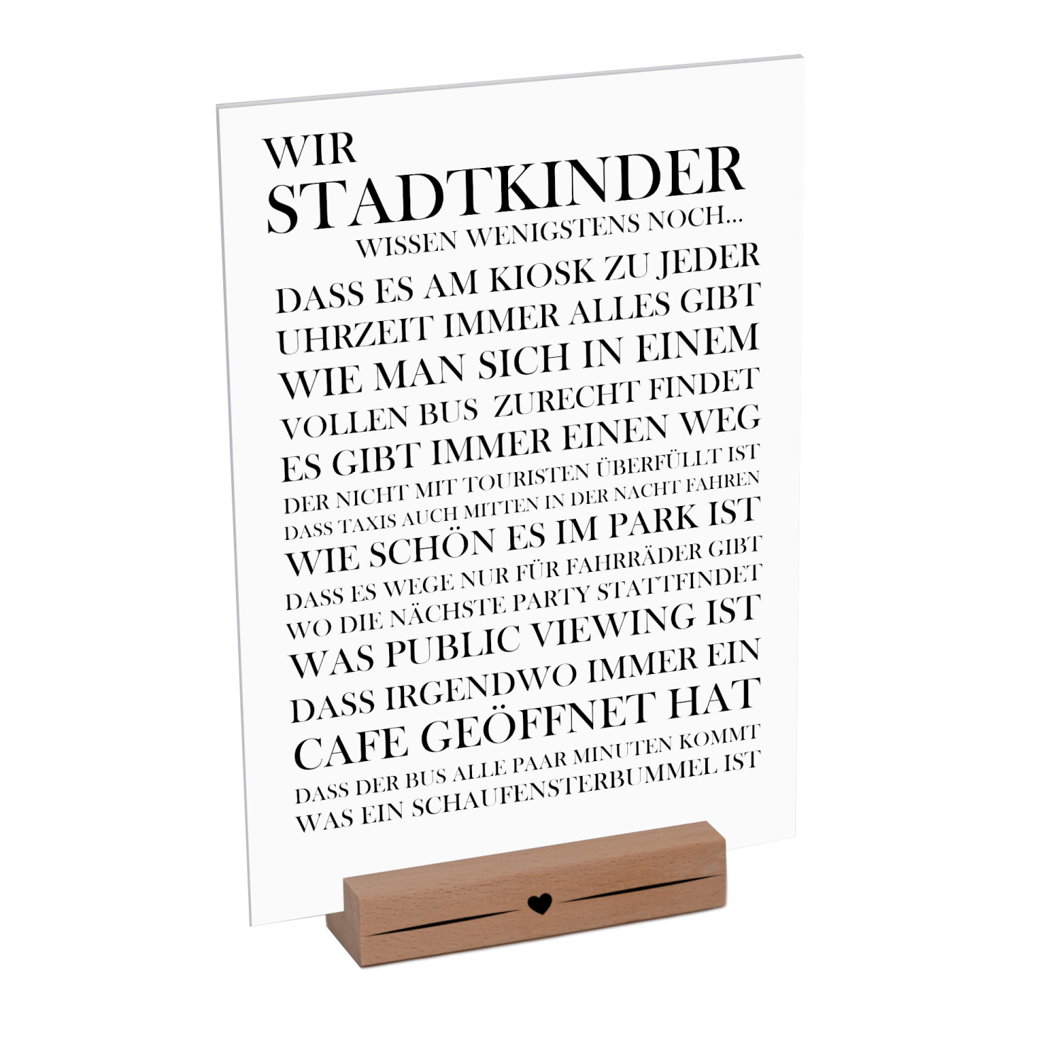 Interluxe Schild mit Aufsteller - Wir Stadtkinder