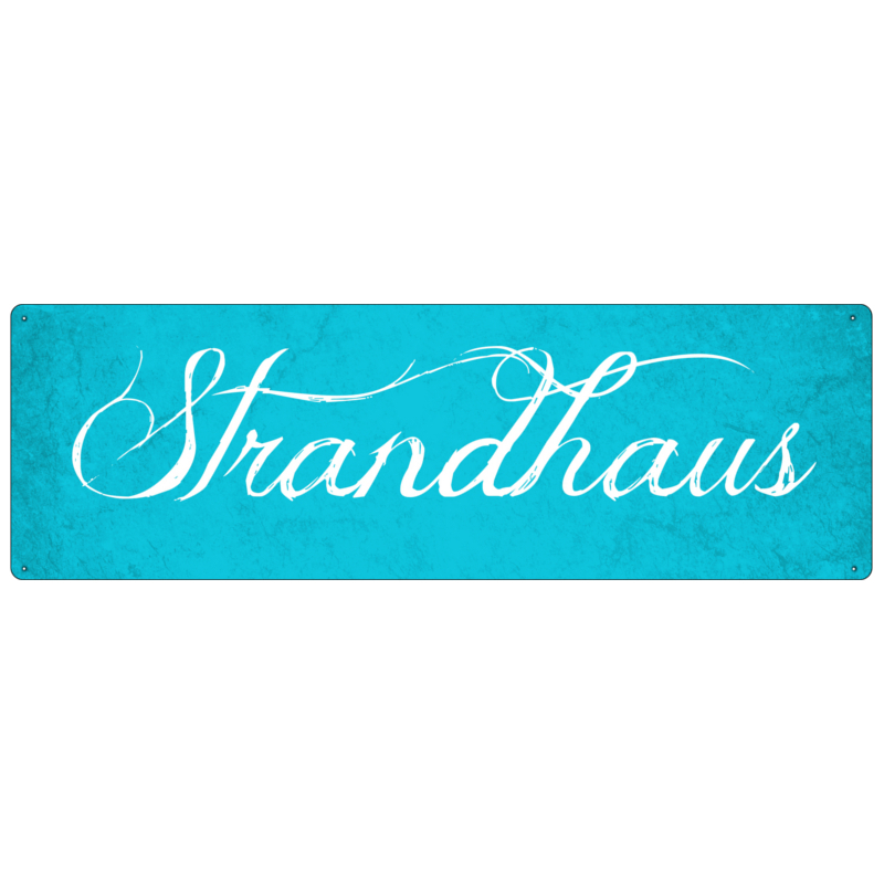 METALLSCHILD Shabby Blechschild Vintage STRANDHAUS *[BLAU]* Ferienhaus Geschenk