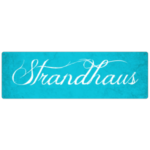 METALLSCHILD Shabby Blechschild Vintage STRANDHAUS *[BLAU]* Ferienhaus Geschenk