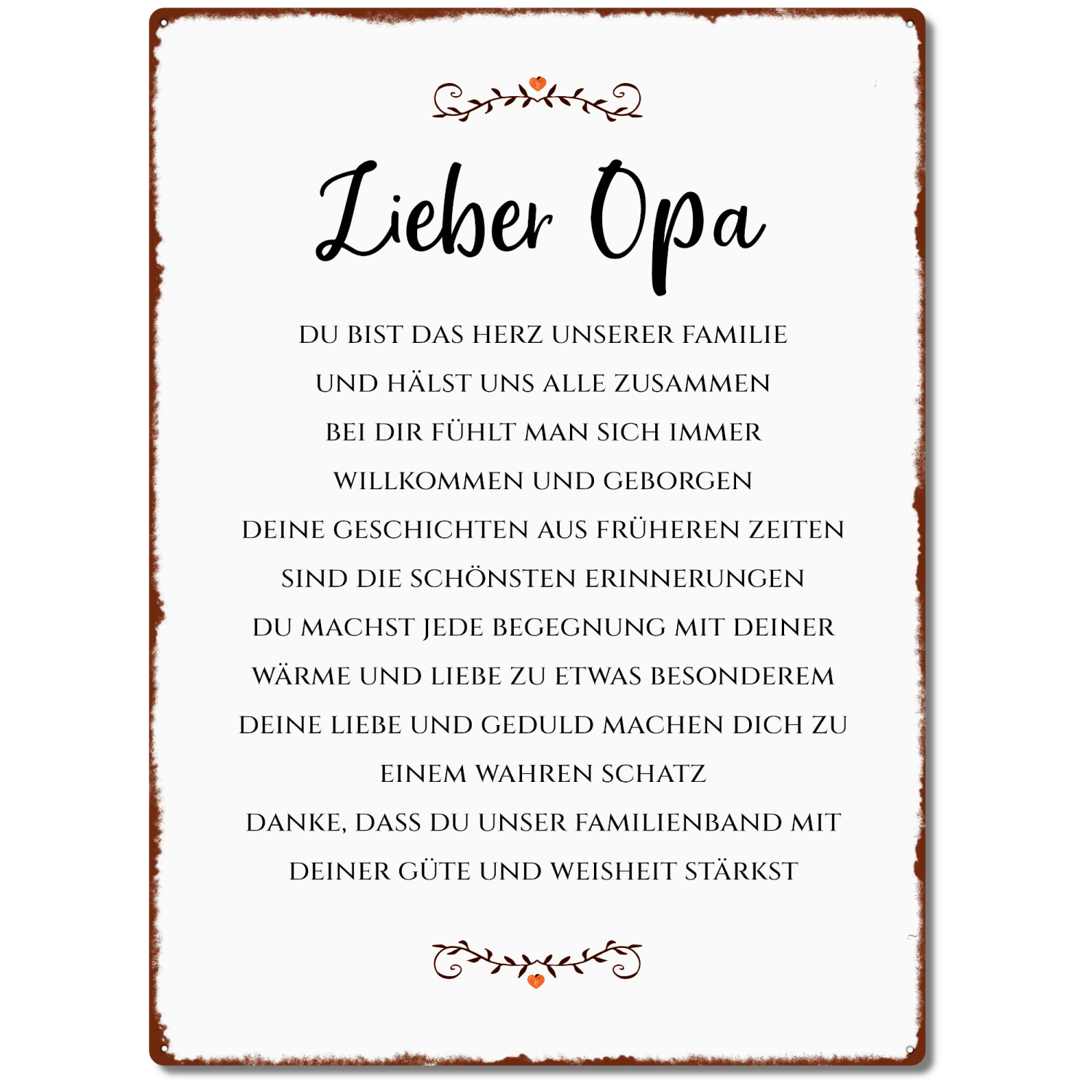 Interluxe Schild 300x220mm Metallschild Wandschild - Lieber Opa