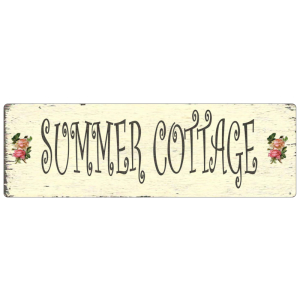 METALLSCHILD Shabby Blechschild Vintage SUMMER COTTAGE Sommer Ferienhaus