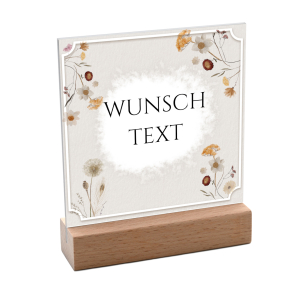 Personalisierbares Schild mit Aufsteller 10x10cm - Flowers