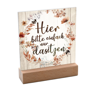 Interluxe Schild mit Aufsteller 10x10cm - Hier bitte...