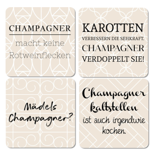 Magnetische Untersetzer 4er Set - Champagner Sprüche