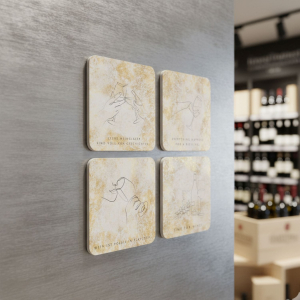 Magnetische Untersetzer 4er Set - Wein Gold Lineart