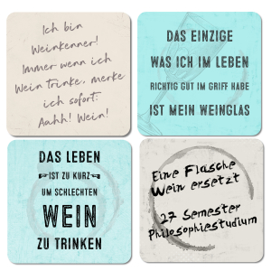 Magnetische Untersetzer 4er Set - Wein lustige Sprüche
