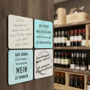 Magnetische Untersetzer 4er Set - Wein lustige Sprüche
