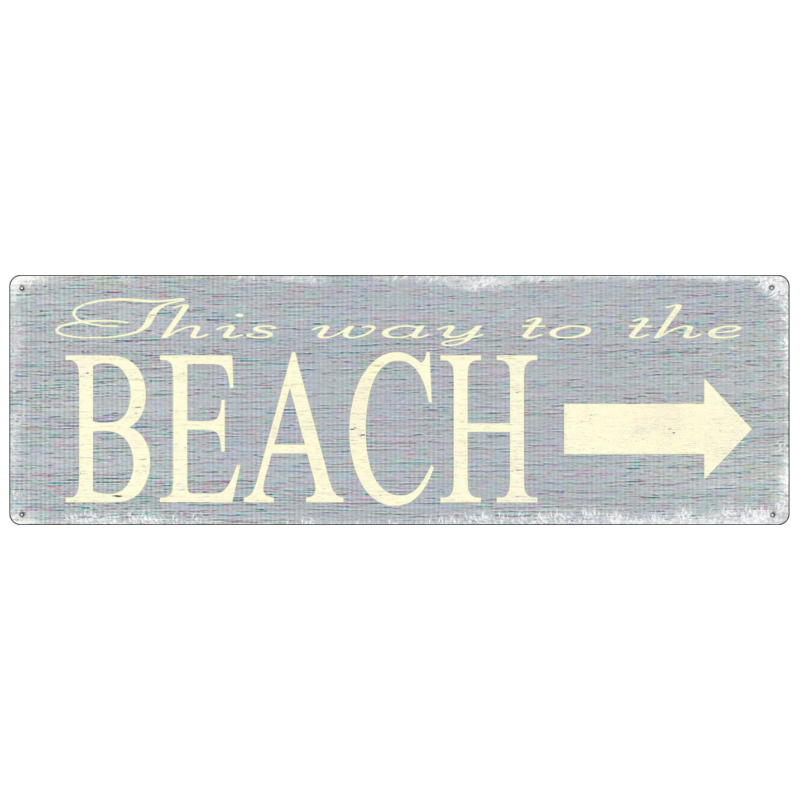 METALLSCHILD Shabby Blechschild THIS WAY TO THE BEACH Strand Dekoschild