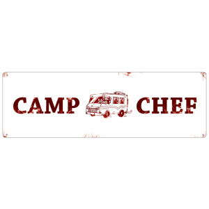 METALLSCHILD Shabby Blechschild CAMP CHEF Camping Geschenk Camper