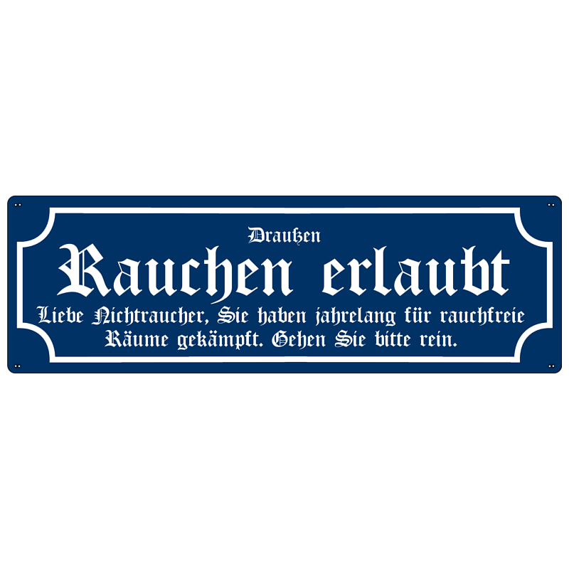 METALLSCHILD Retro Blechschild Türschild DRAUSSEN RAUCHEN Restaurant Gaststätte