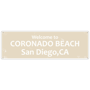 METALLSCHILD Shabby Vintage Blechschild CORONADO BEACH Amerika USA San Diego