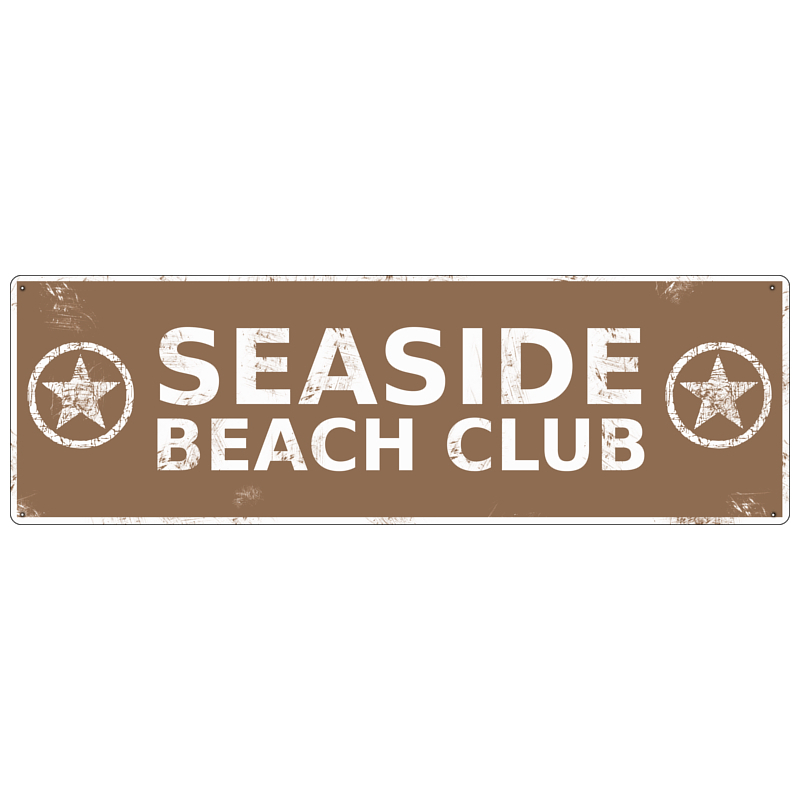 METALLSCHILD Shabby Vintage Blechschild SEASIDE BEACH CLUB amerikanischer Stil