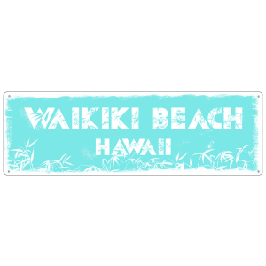 METALLSCHILD Vintage Blechschild WAIKIKI BEACH HAWAII...