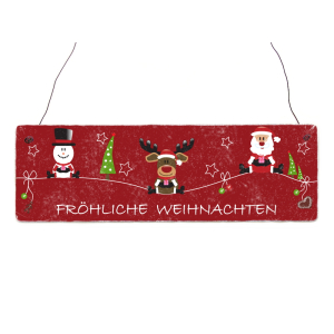 Holzschild Dekoschild Türschild SNOWMAN RUDI SANTA Fröhliche Weihnachten Nikolaus