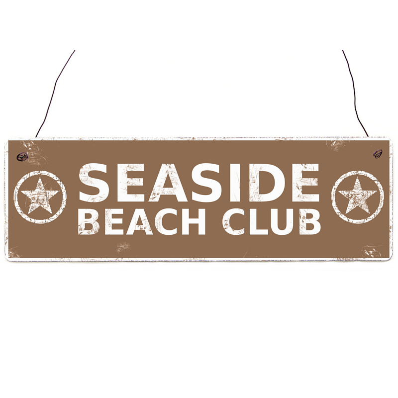 Holzschild Shabby Vintage Dekoschild SEASIDE BEACH CLUB Strand Strandhaus See