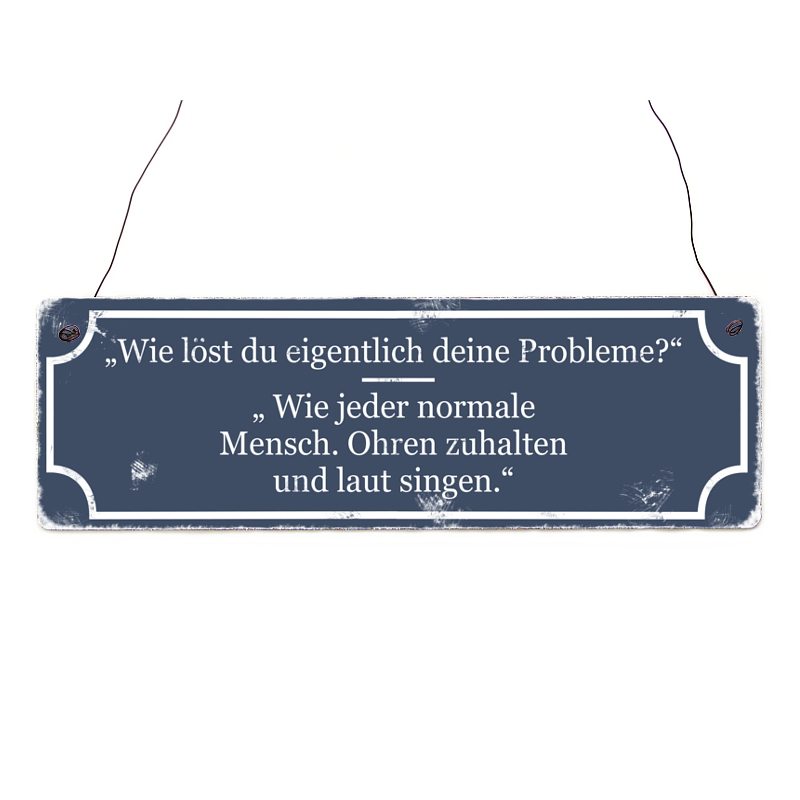 Shabby Vintage Schild Türschild WIE LÖST DU DEINE PROBLEME? OHREN ZU Geschenk